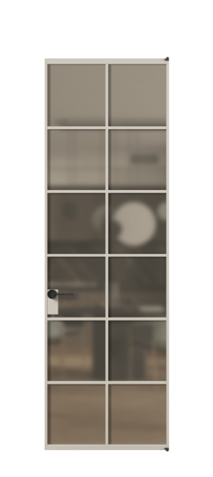 Алюминиевая дверь АЛПЛ040.05 Алюминий светло-бежевый Сатинированное бронзовое стекло, триплекс Цена 123295  | Volhovec