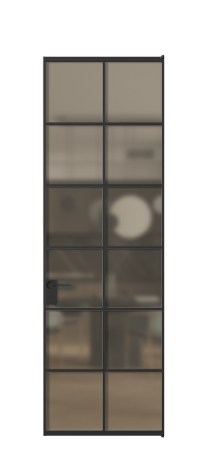 Алюминиевая дверь АЛПЛ040.05 Алюминий Черный Сатинированное бронзовое стекло, триплекс Цена 119545  | Volhovec