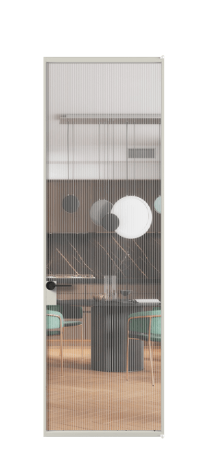 Алюминиевая дверь АЛПЛ040.01 Алюминий тёплый серый Рифлёное стекло "Мору", триплекс Цена 120520  | Volhovec