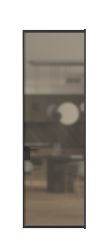 Алюминиевая дверь АЛПЛ040.01 Алюминий Черный Сатинированное бронзовое стекло, триплекс Цена 111145  | Volhovec