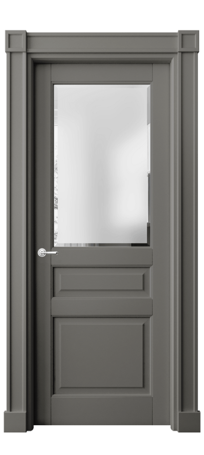 Межкомнатная дверь Тоскана Плано 6304 Матовый классический серый Сатинированное стекло с фацетом Цена 133839 ₽ | Volhovec