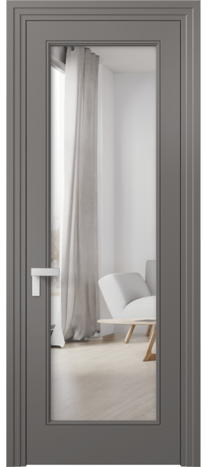 Межкомнатная дверь Рокка 8300 Матовый классический серый Двустороннее зеркало, триплекс Цена 85599 ₽ | Volhovec