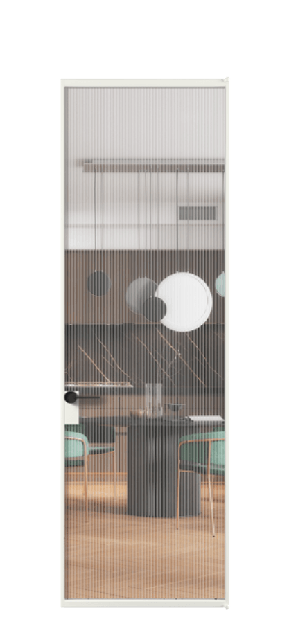 Алюминиевая дверь АЛПЛ040.01 Алюминий светло-серый Рифлёное стекло "Мору", триплекс Цена 120520  | Volhovec