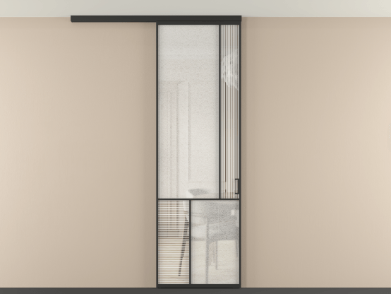 Алюминевая перегородка vdp1_1 ЧЕР. Цвет Алюминий Черный. Материал Алюминий. Коллекция Перегородка Мозаик вдоль стены на потолок 1 створка. Картинка.