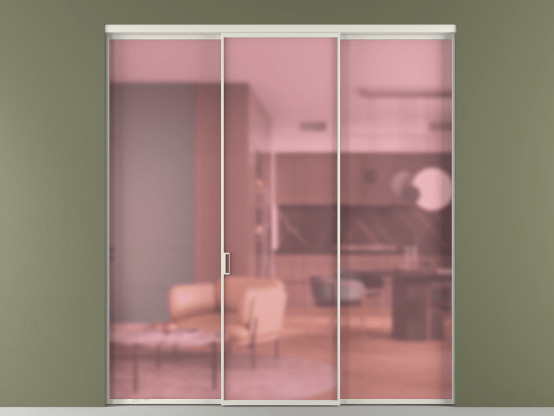 Алюминевая перегородка АЛПР 040.01_БЕЛ_САТ РОЗ_new. Цвет Алюминий Белый. Материал Алюминий. Коллекция Перегородка Формато внутри проёма 3 створки. Картинка.