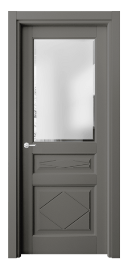 Дверь межкомнатная 6344 МКЛС САТ Ф. Цвет Матовый классический серый. Материал Гладкая эмаль. Коллекция Тоскана Ромбо. Картинка.