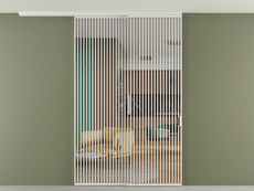 Перегородка Формато вдоль стены на потолок 2 створки с синхронным механизмом