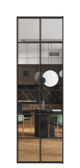 Дверь межкомнатная АЛПЛ040.05 Crystalvision ЧЕР. Цвет Алюминий Черный. Материал Алюминий. Коллекция Формато. Картинка.